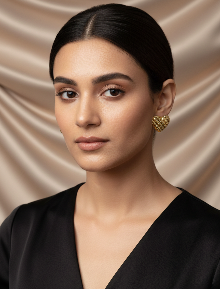 Prisma Heart Earrings – 22K Gold Finish