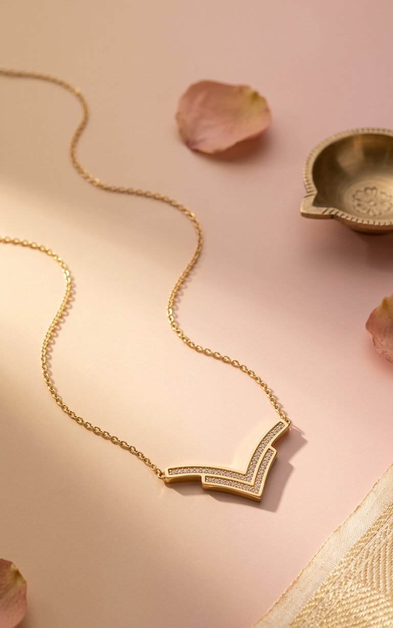The "Aura" Pavé Chevron Necklace