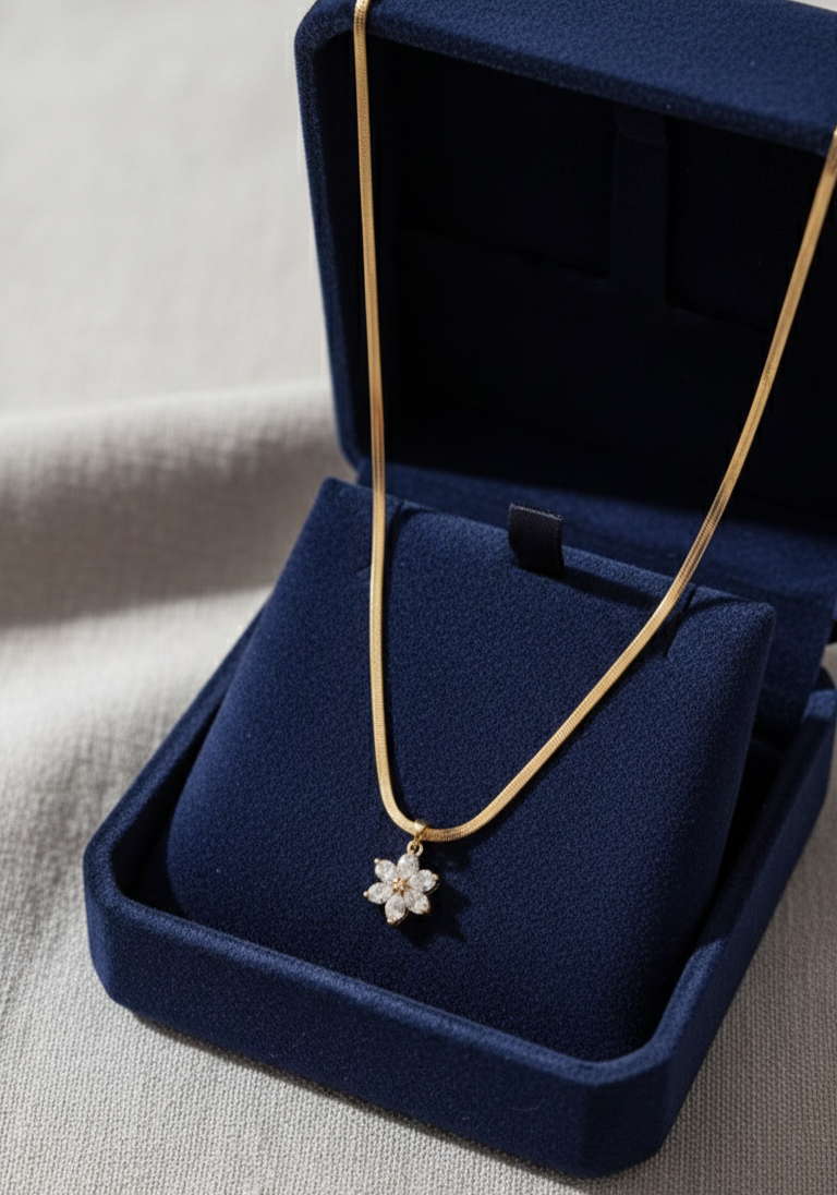 Crystal Daisy Necklace | Elegant Floral Pendant | ₹399