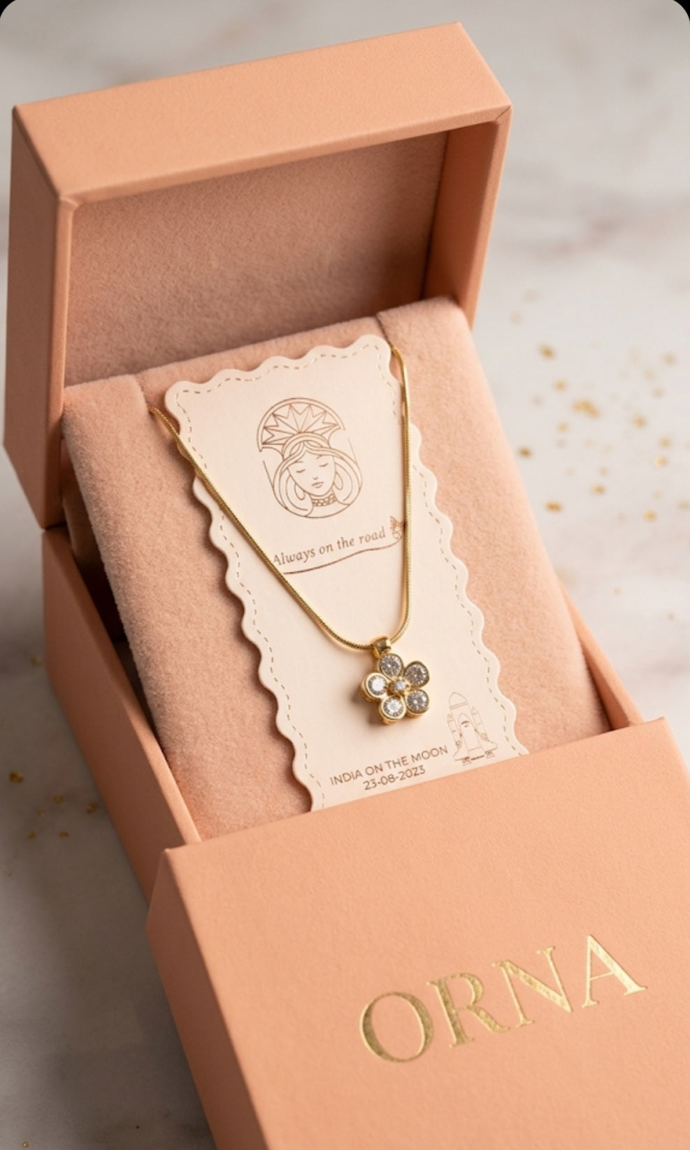 Orna Bloom Charm Necklace – 18K Gold Plated Stainless Steel | Tarnish-Free Daily Wear