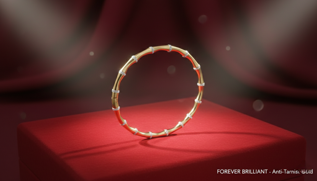 Gold-Plated Bamboo Kada with Stones | Perfect Gift & Party Wear