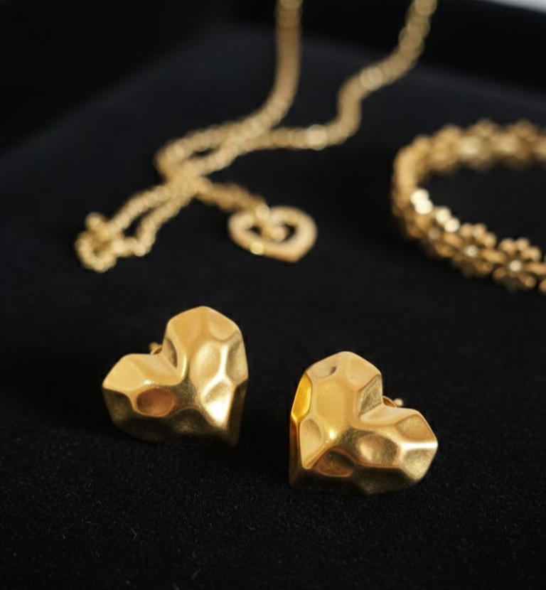 Sculpted Heart Design  22kGold Hoops – Premium Finish